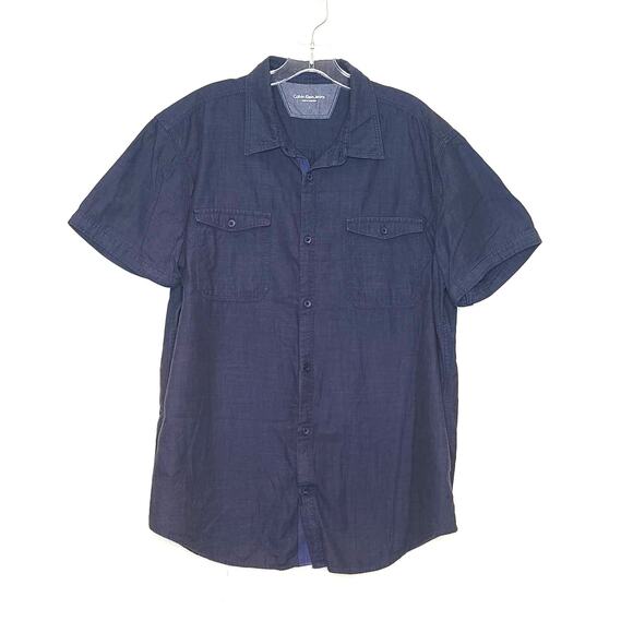 Calvin Klein navy short sleeve button down - large - Picture 1 of 4